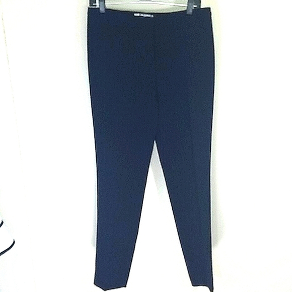 Karl Lagerfeld Navy Blue Straight Leg Pants Size 4 Flat Front Stretch Career EUC - Picture 1 of 5